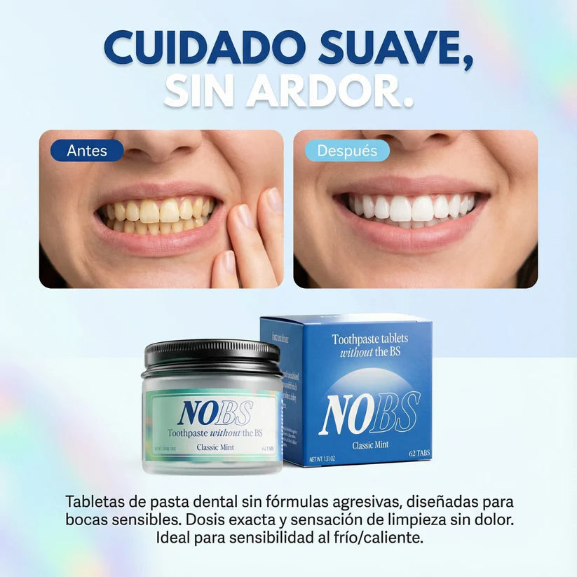 NOBS TABLETAS DENTALES Dientes fuertes, aliento fresco, sin nada que tu cuerpo no necesite.